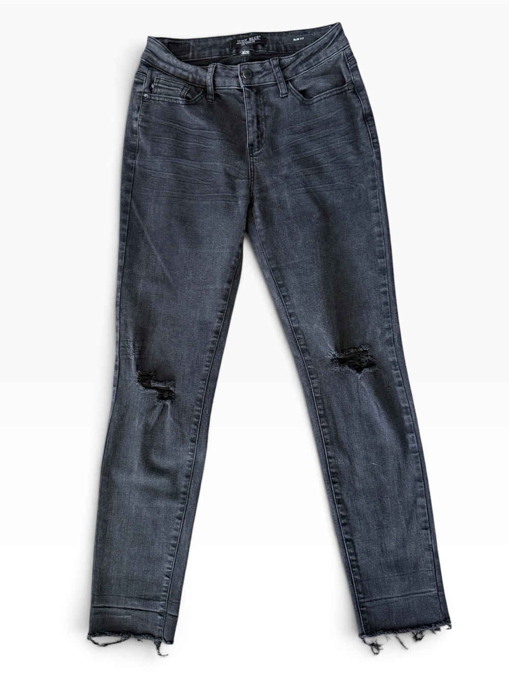 Judy Blue Charcoal Black Distressed Slim Fit Jeans - Size 3 / 26